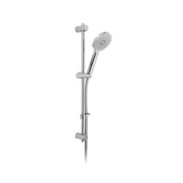 Nebula Slide Rail Shower Kit with Round 3 Function Rub-Clean Shower Handset with Push-Button Control, 680mm Slide Rail and 150cm Smoothflex Anti-Twist Silver Shower Hose Chrome