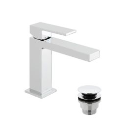 Notion Slimline Mono Basin Mixer Smooth Bodied Single Lever Deck Mounted with Universal Waste Chrome