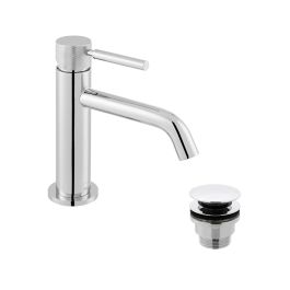Origins Slimline Mono Basin Mixer with Knurled Handle and Universal Waste Chrome Knurled