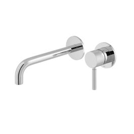 Origins Slimline 2 Hole Wall Mounted Single Lever Basin Mixer with Knurled Handle Chrome Knurled