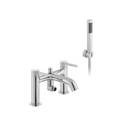 Origins Deck Mounted Bath Shower Mixer with Knurled Handles and Shower Kit