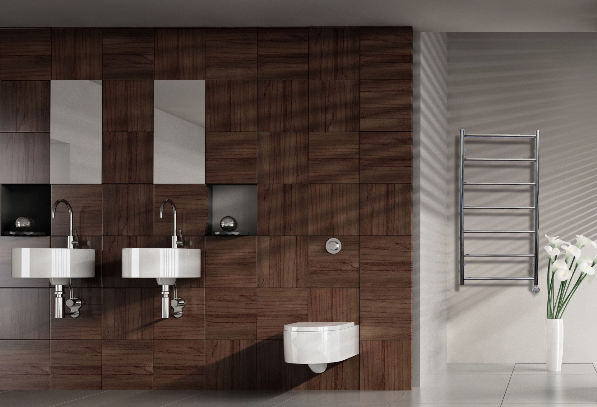 Pevensey Cylindrical Electric Towel Rail 975x520mm