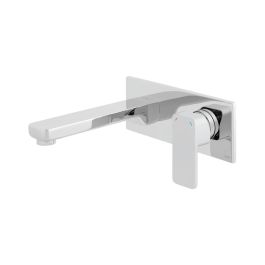 Phase 2 Hole Basin Mixer Single Lever Wall Mounted with Rectangular Back Plate Chrome