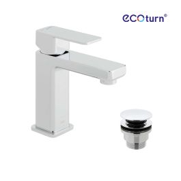 Phase Mono Basin Mixer Smooth Bodied Single Lever Deck Mounted with EcoTurn, Universal Waste and Honeycomb Flow Regulator Chrome