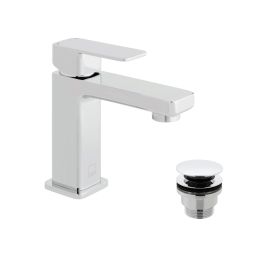 Phase Mini Mono Basin Mixer Smooth Bodied Single Lever Deck Mounted with Universal Waste Chrome