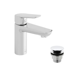 Photon Mono Basin Mixer Smooth Bodied Single Lever Deck Mounted with Universal Waste and Honeycomb Flow Regulator Chrome