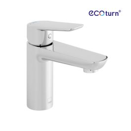 Photon Mono Basin Mixer Smooth Bodied Single Lever Deck Mounted with EcoTurn and Honeycomb Flow Regulator (no waste) Chrome