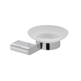 Photon Frosted Glass Soap Dish and Holder Wall Mounted Chrome