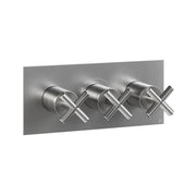 Crosswater MPRO Crosshead 2 Outlet 3 Handle Shower Valve & Trimset Brushed