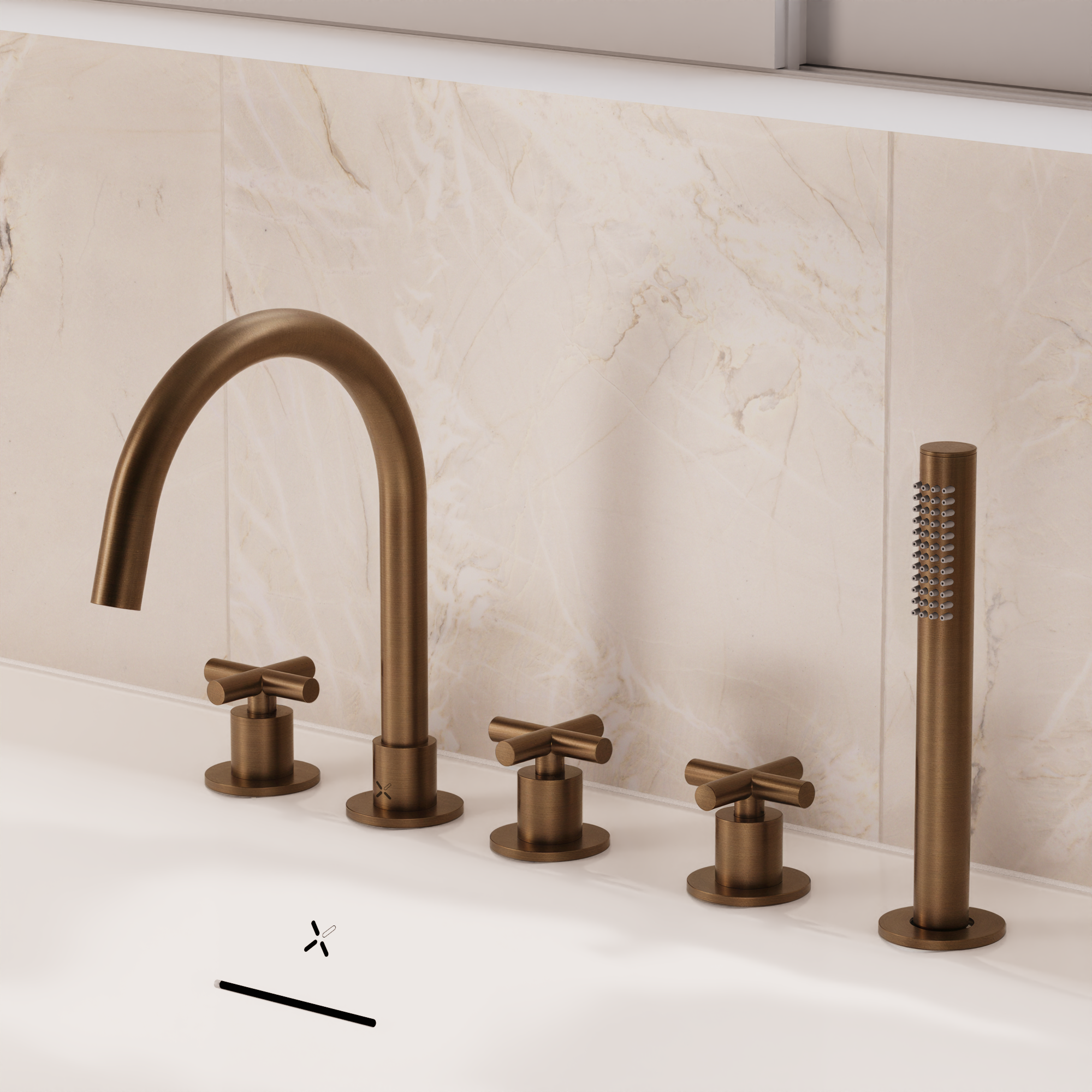 MPRO Crosshead 5 Hole Bath Shower Mixer with Kit