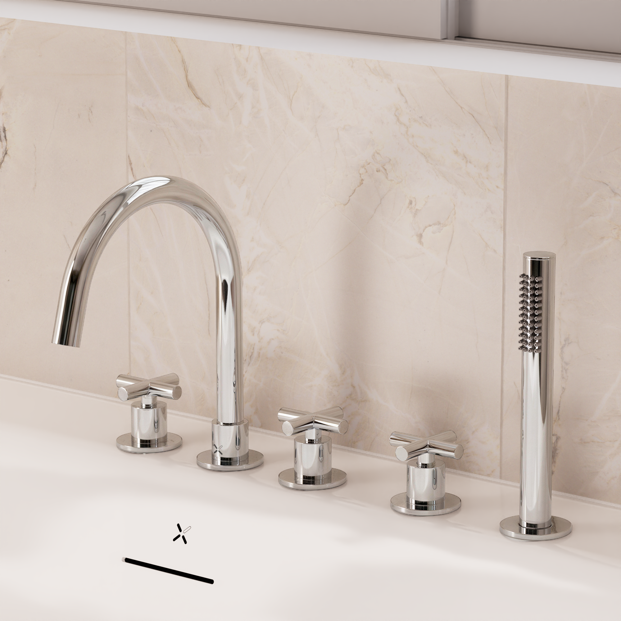MPRO Crosshead 5 Hole Bath Shower Mixer with Kit