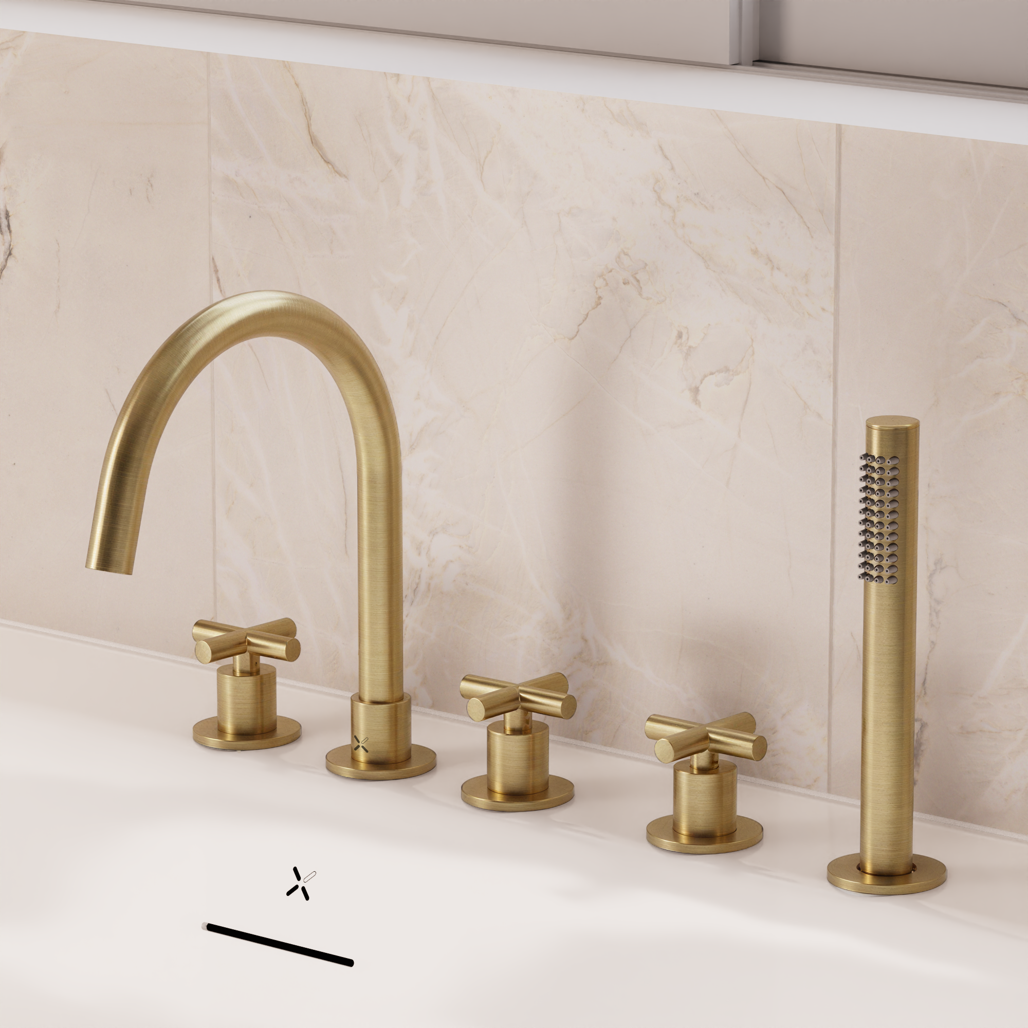 MPRO Crosshead 5 Hole Bath Shower Mixer with Kit