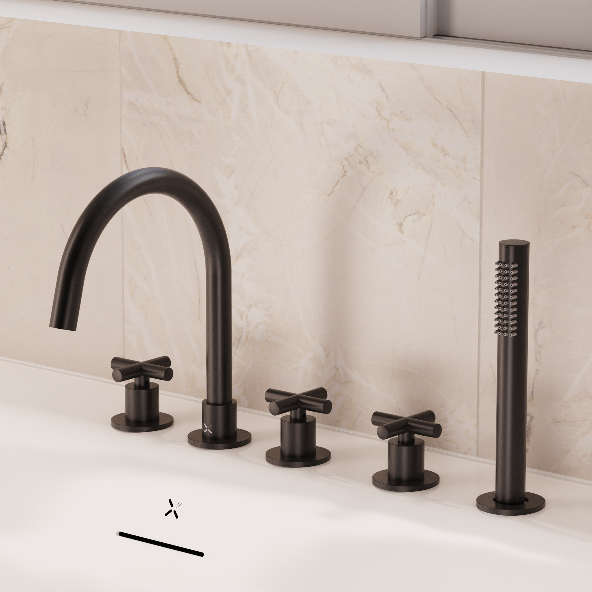 MPRO Crosshead 5 Hole Bath Shower Mixer with Kit