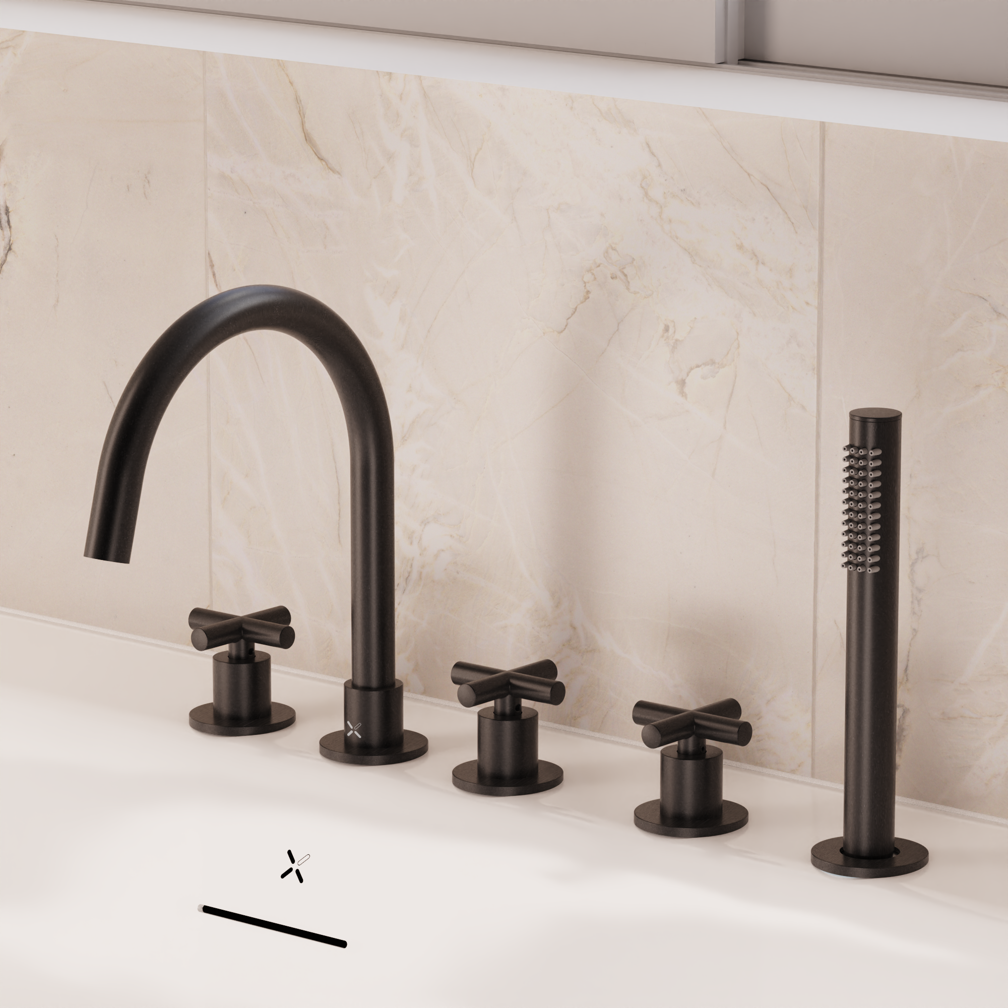 MPRO Crosshead 5 Hole Bath Shower Mixer with Kit