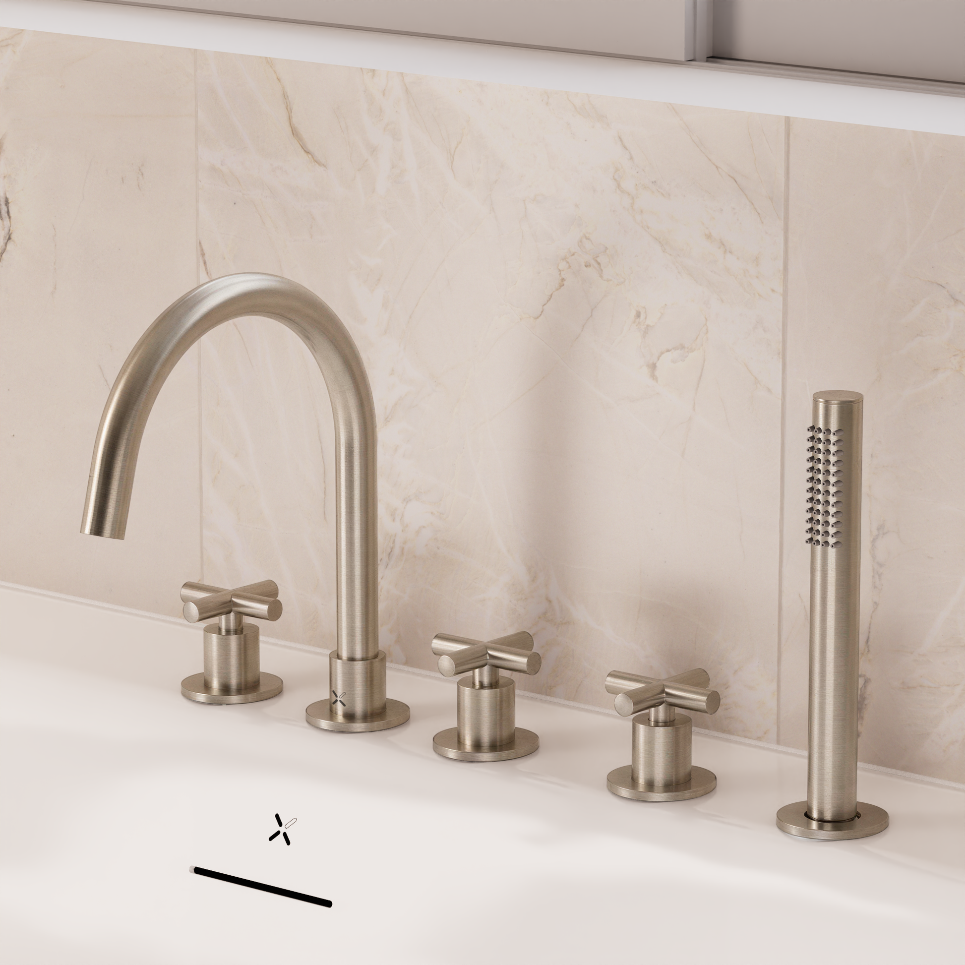 MPRO Crosshead 5 Hole Bath Shower Mixer with Kit