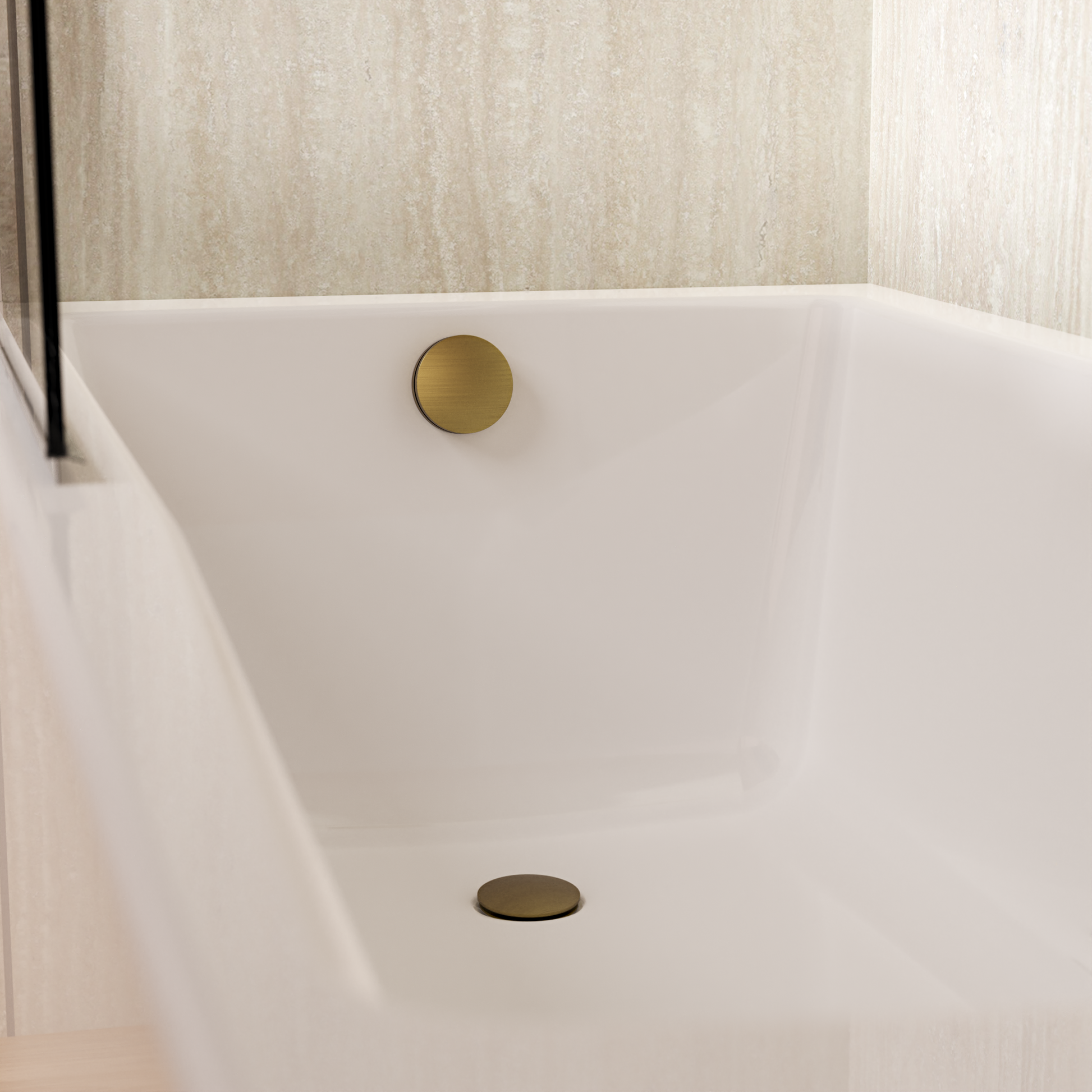 MPRO Industrial Bath Click Waste Brushed Brass Unlaquered