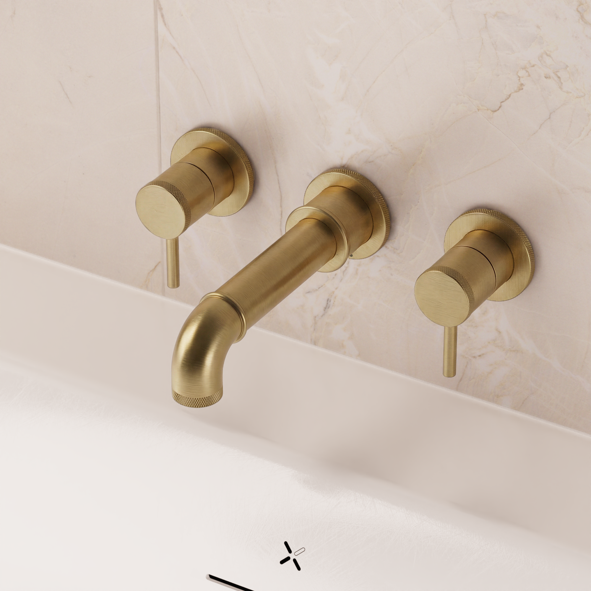 MPRO Industrial Bath Spout Wall Mounted Brushed Brass Unlaquered