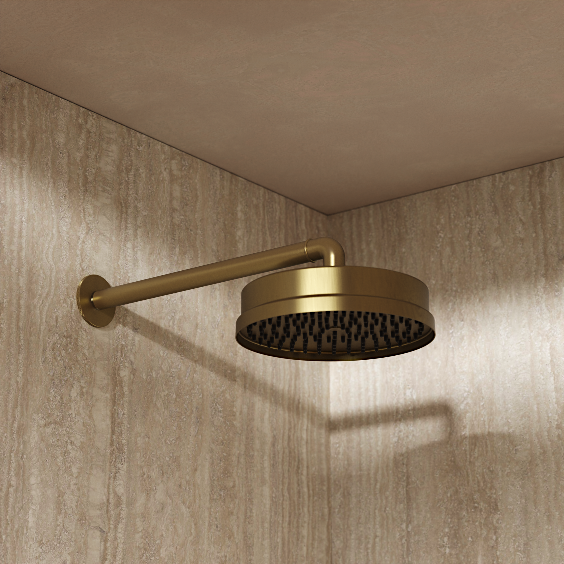 MPRO Industrial Easy Clean Shower Head Brushed Brass Unlaquered