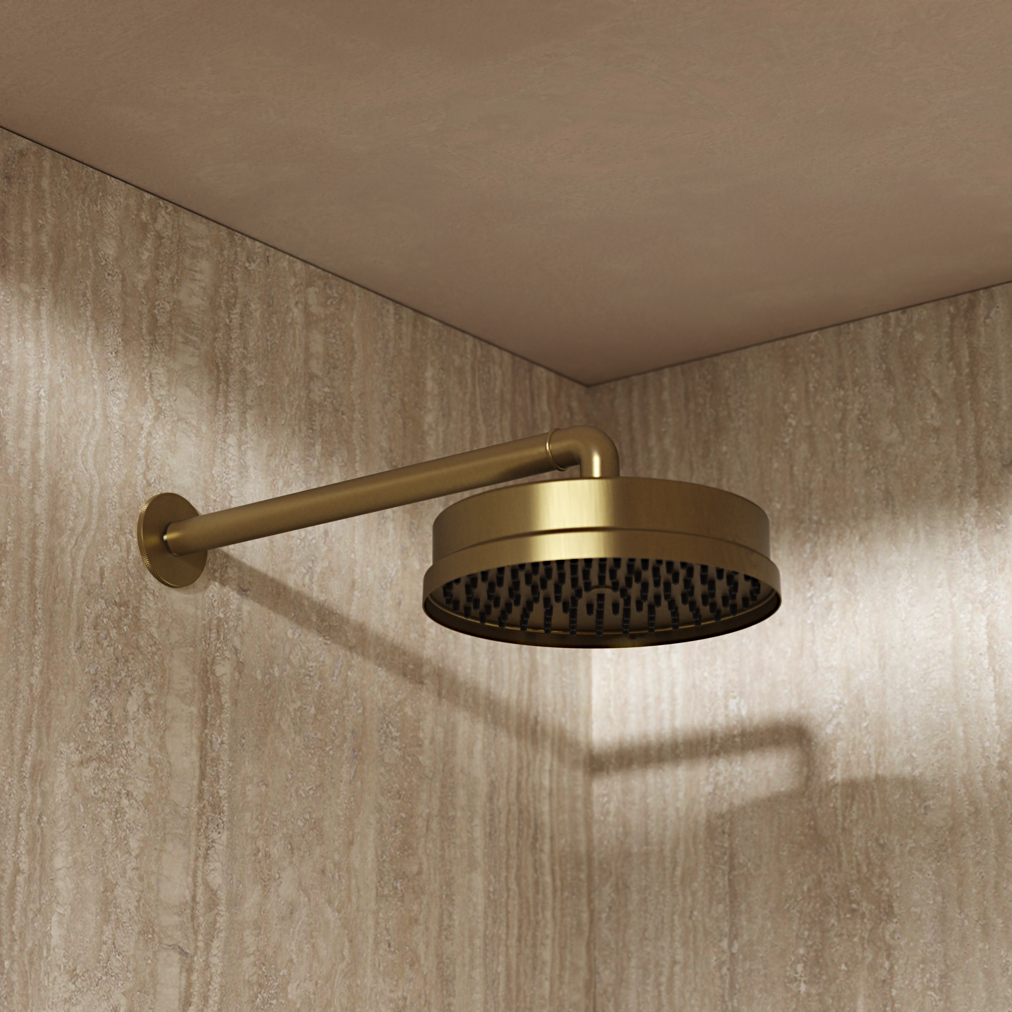 MPRO Industrial Easy Clean Shower Head Brushed Brass Unlaquered