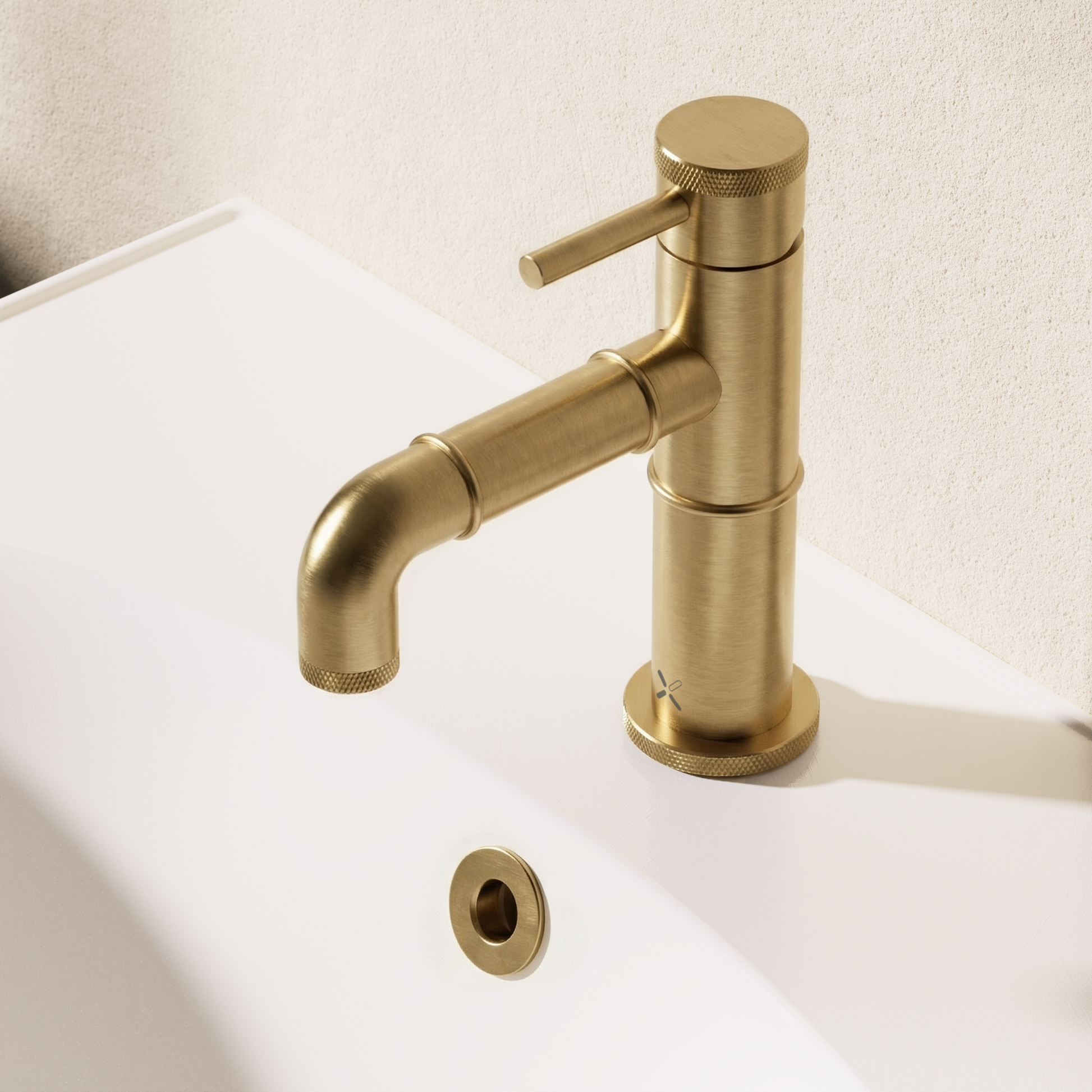 MPRO Industrial Basin Monobloc without Waste Brushed Brass Unlaquered