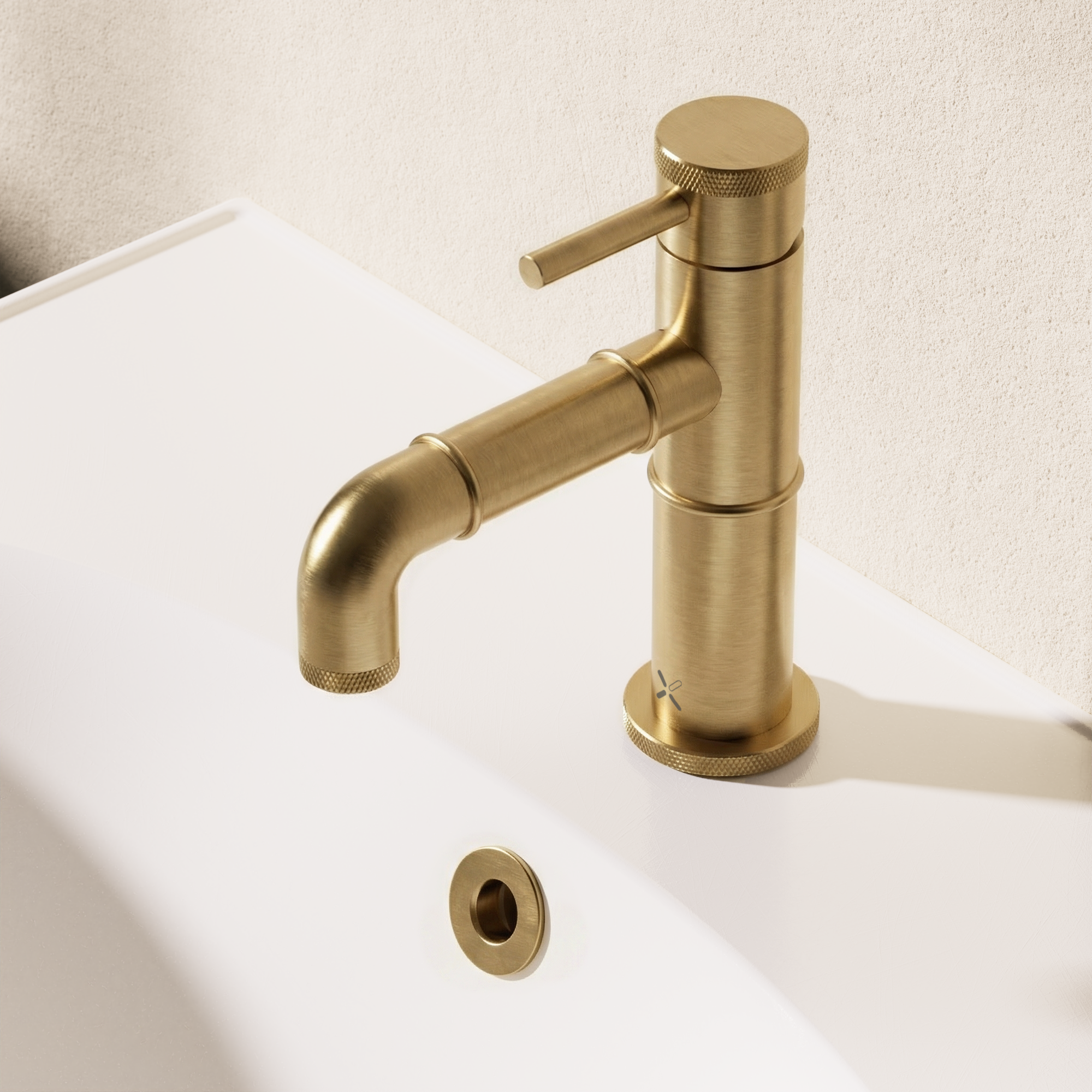MPRO Industrial Basin Monobloc without Waste Brushed Brass Unlaquered