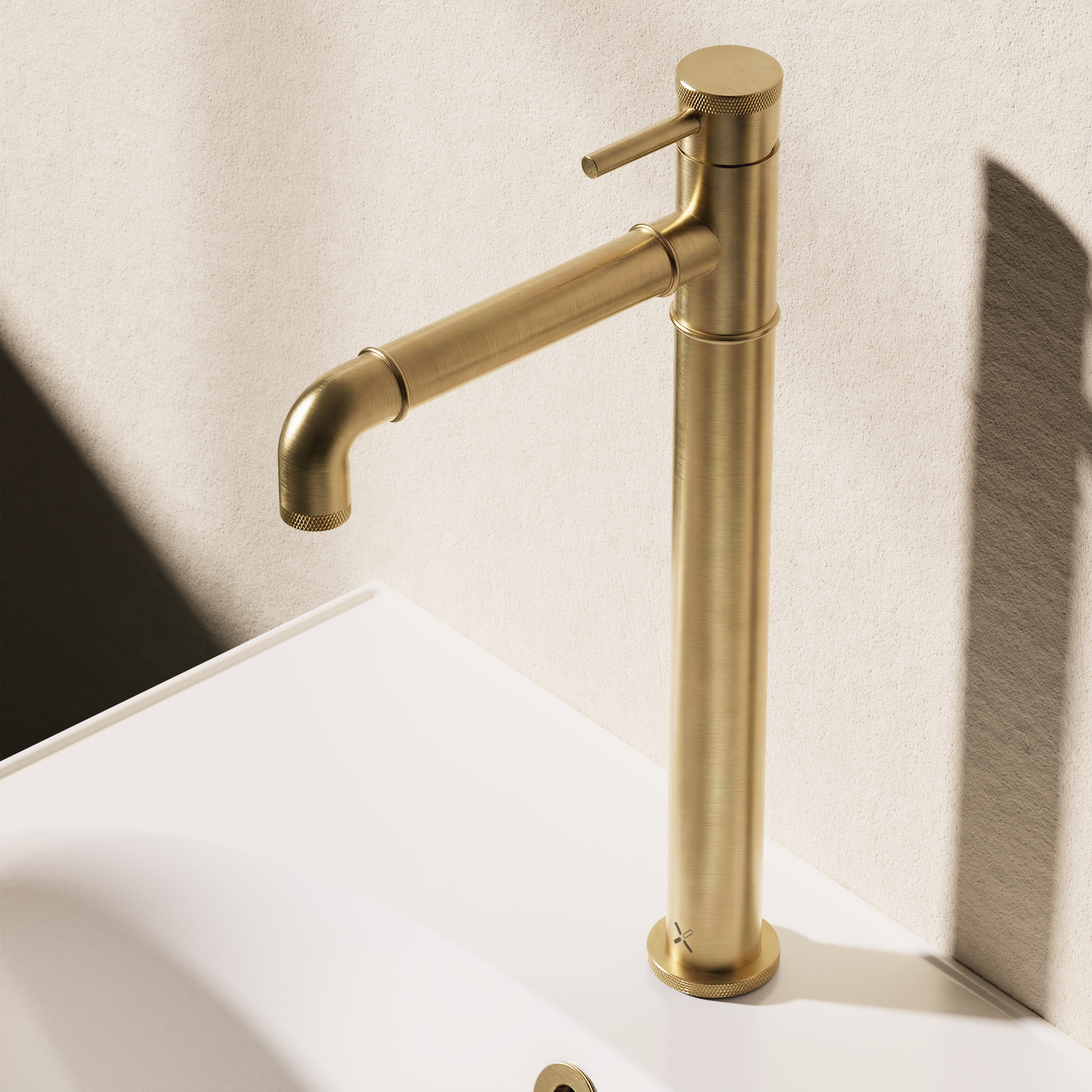 MPRO Industrial Basin Tall Monobloc without Waste Brushed Brass Unlaquered
