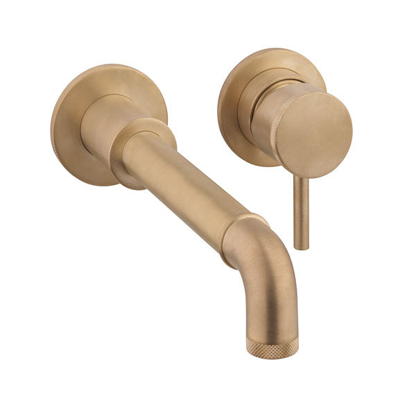 MPRO Industrial 2 Hole Basin Set Brushed Brass Unlaquered
