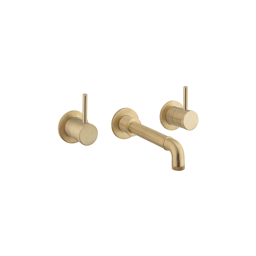 MPRO Industrial 3 Hole Basin Set Brushed Brass Unlaqered