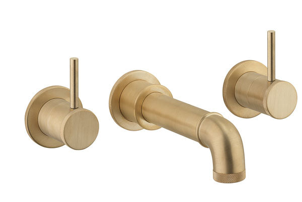 MPRO Industrial Wall Stop Taps Brushed Brass Unlaquered