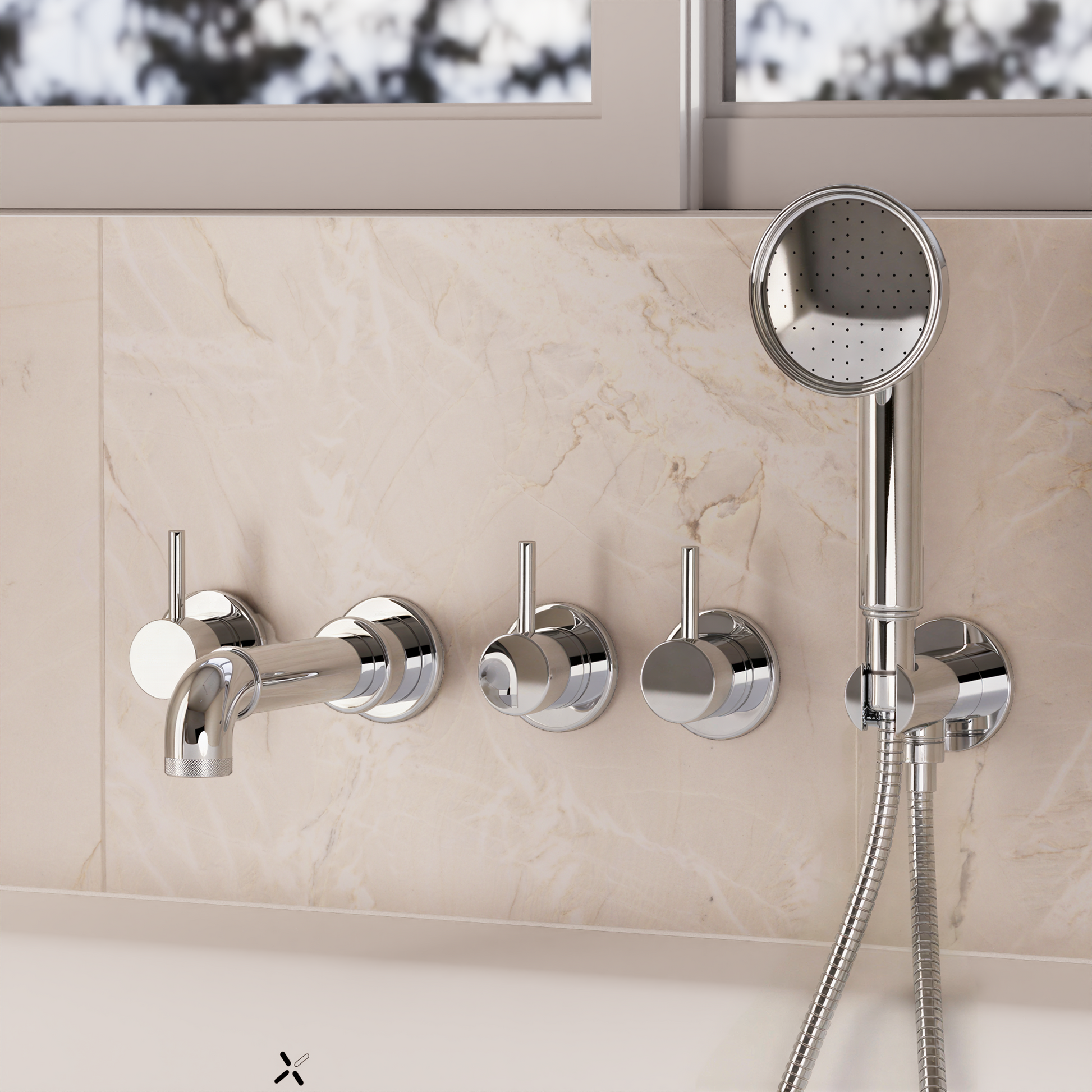 MPRO Industrial 5 Hole Bath Filler with Spout & Handset