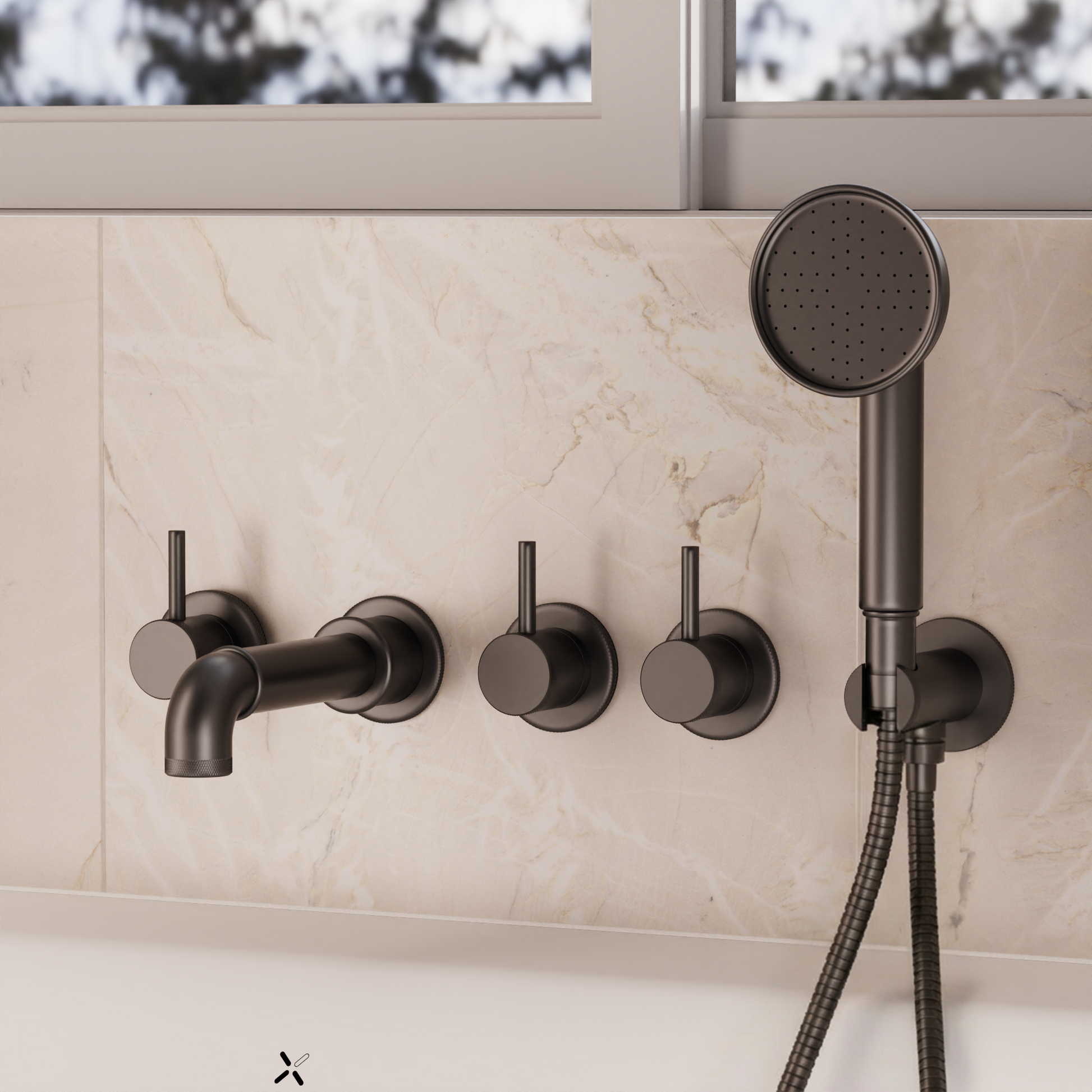 MPRO Industrial 5 Hole Bath Filler with Spout & Handset