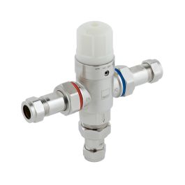 Protherm In-Line Thermostatic Valve TMV3 Approved Supplied with 15mm and 22mm Fittings Chrome