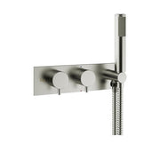 Crosswater MPRO 2 Outlet 2 Handle Concealed Thermostatic Bath Valve & Handset Brushed