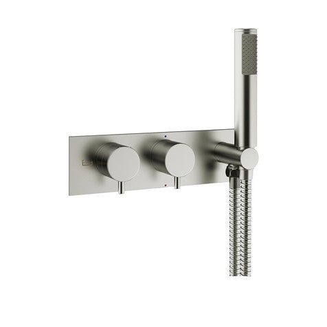Crosswater MPRO 2 Outlet 2 Handle Concealed Thermostatic Bath Valve & Handset Brushed