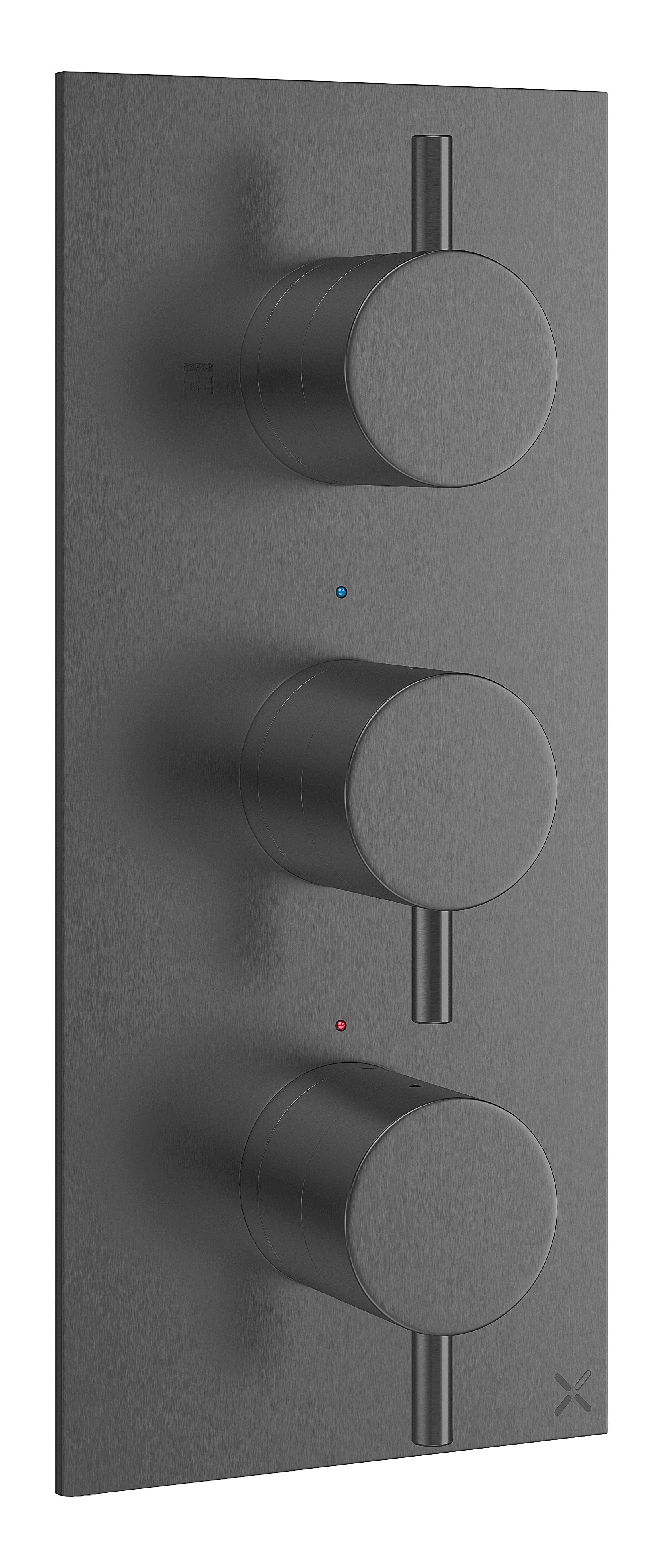 Crosswater MPRO 2 Outlet 3 Handle Concealed Thermostatic Shower Valve Portrait
