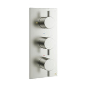 Crosswater MPRO 2 Outlet 3 Handle Concealed Thermostatic Shower Valve Portrait Brushed
