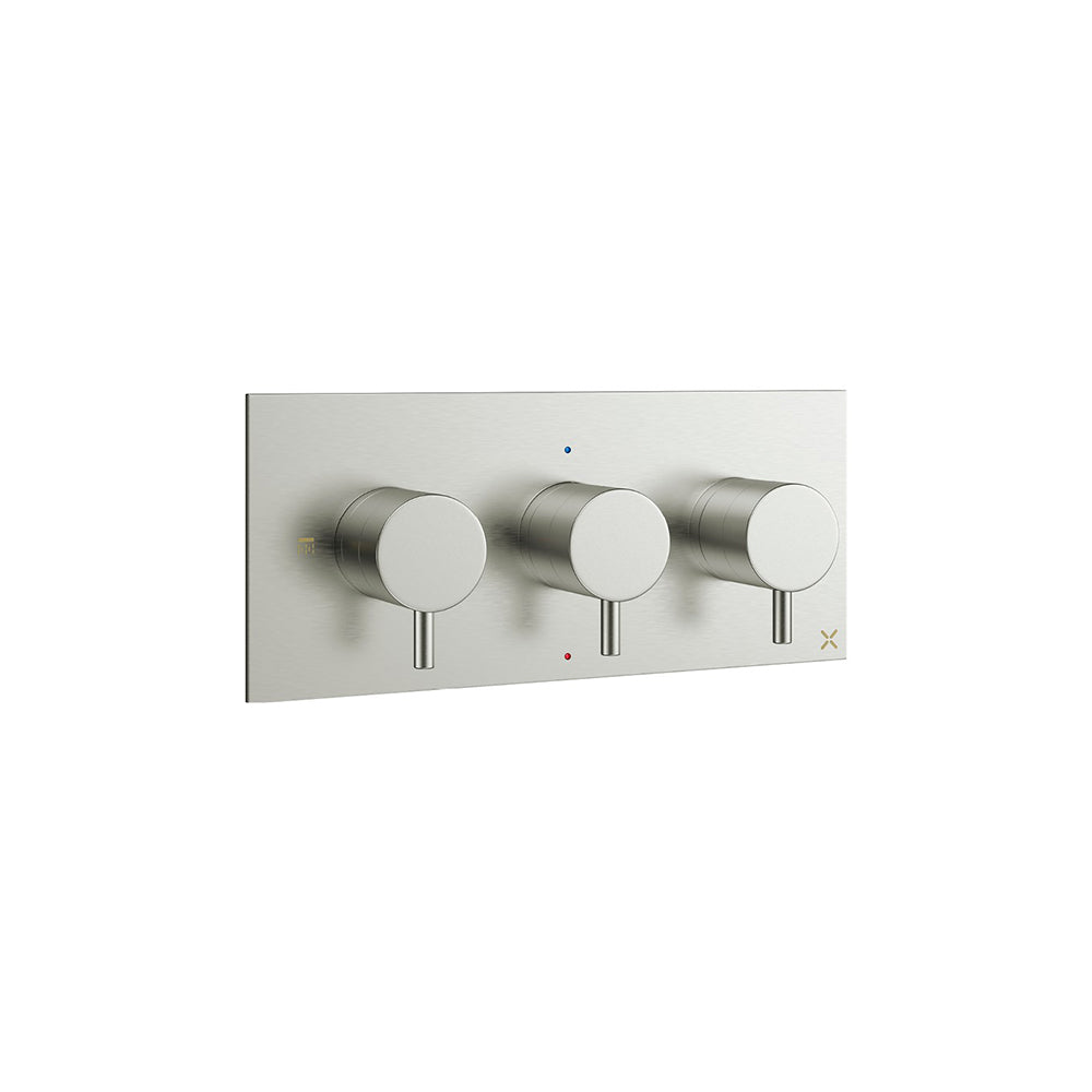 Crosswater MPRO 2 Outlet 3 Handle Concealed Thermostatic Shower Valve Landscape Brushed