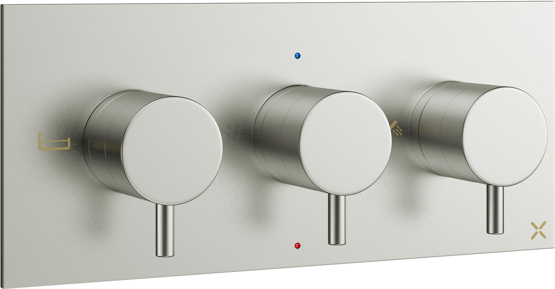 Crosswater MPRO 3 Outlet 3 Handle Concealed Thermostatic Shower Valve Landscape Brushed