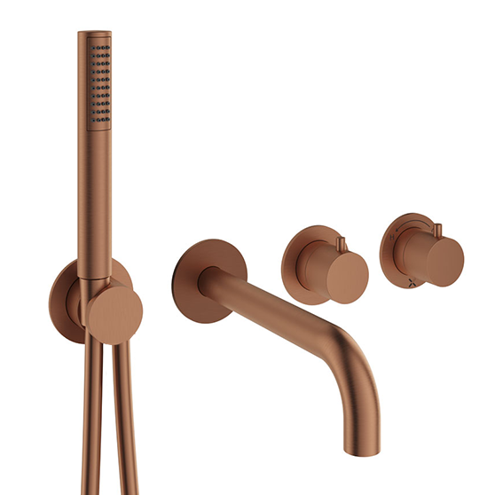 Crosswater MPRO Module 2 Outlet 2 Handle Shower Valve with Handset & Bath Spout Brushed Bronze_x000D_