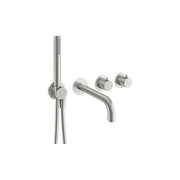 Crosswater MPRO Module 2 Outlet 2 Handle Shower Valve with Handset & Bath Spout Brushed Nickel_x000D_