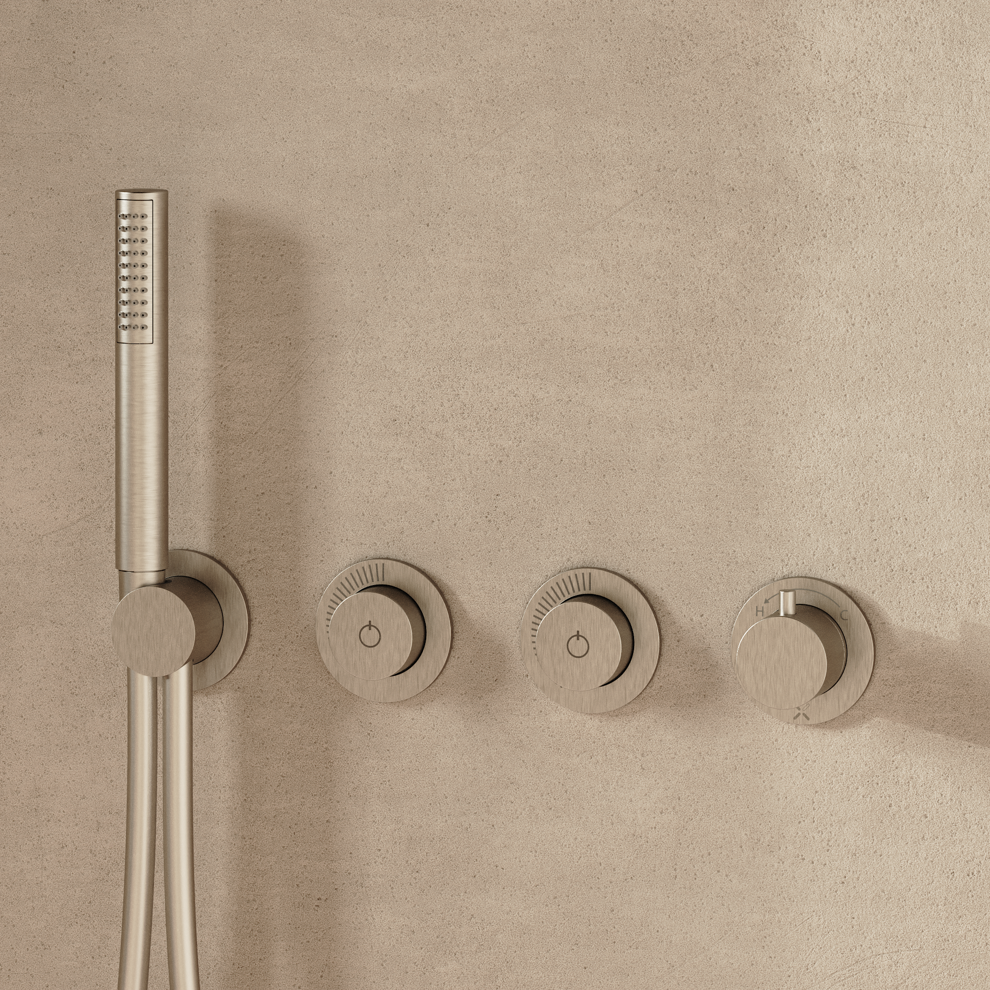 Module MRPO Push 2 Outlet Trimset with Handset Stainless Steel Effect