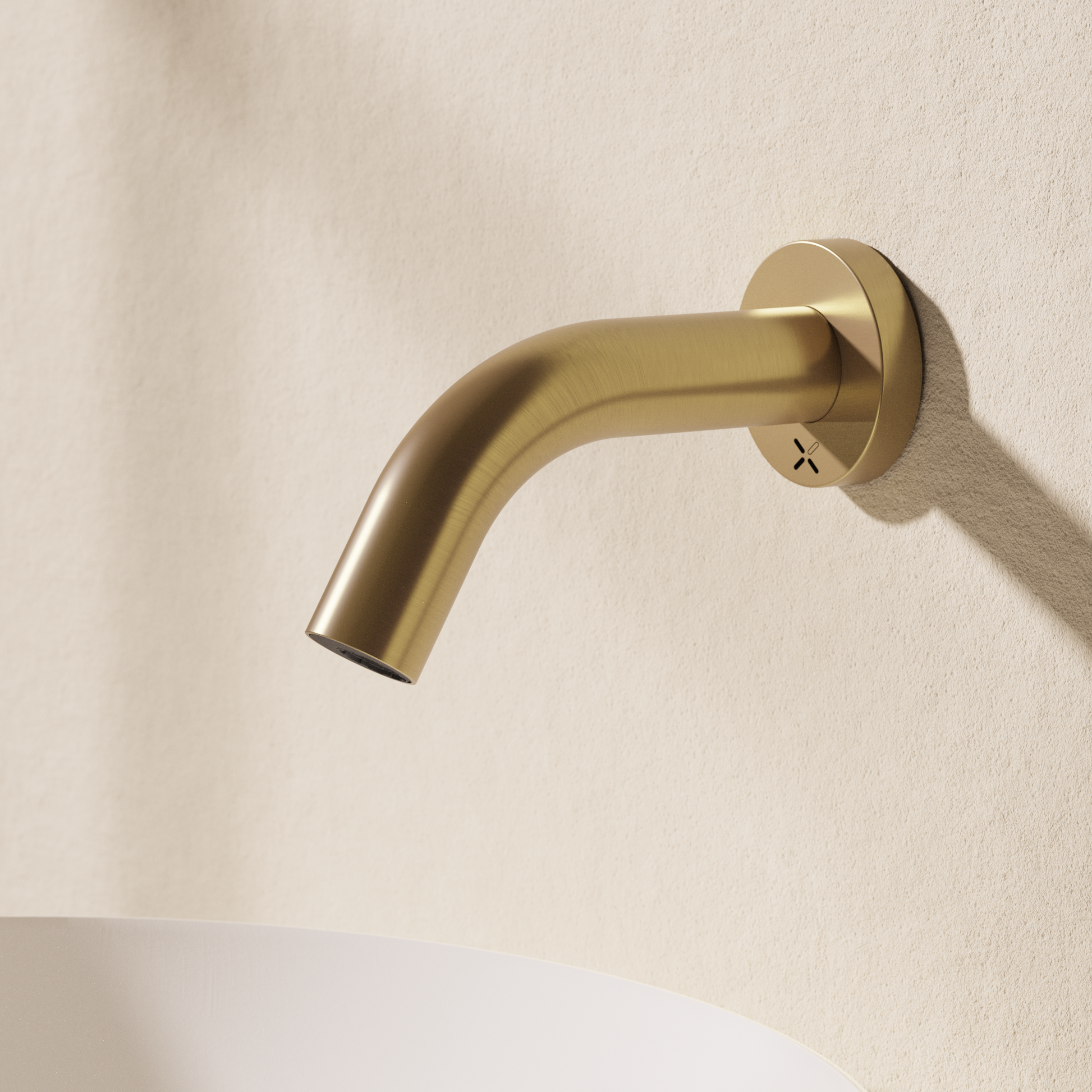MPRO Wall Mounted Basin Spout Sensor Brushed Brass 1400mm