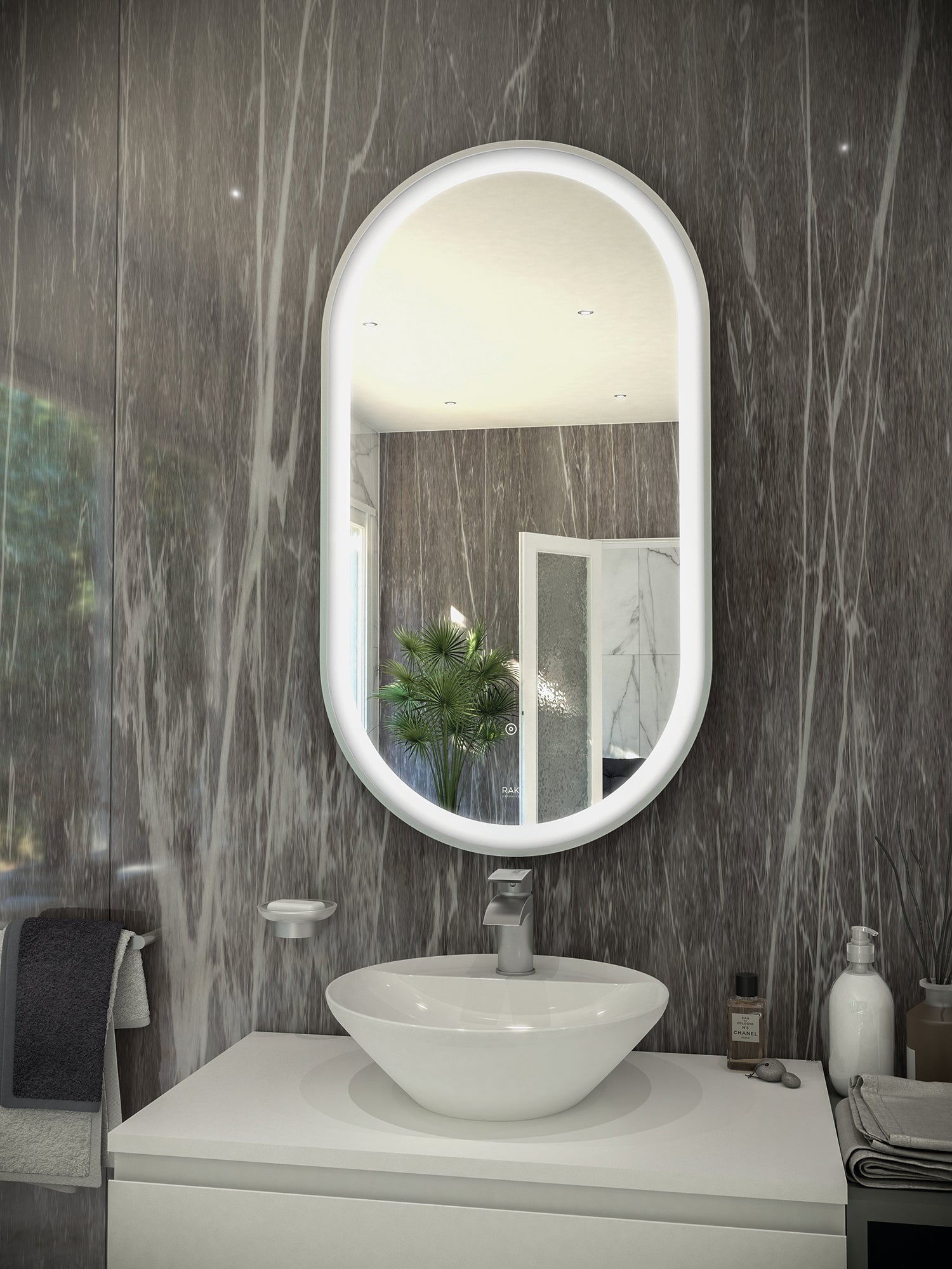 RAK Art Oval 450x1000 Silver LED Mirror