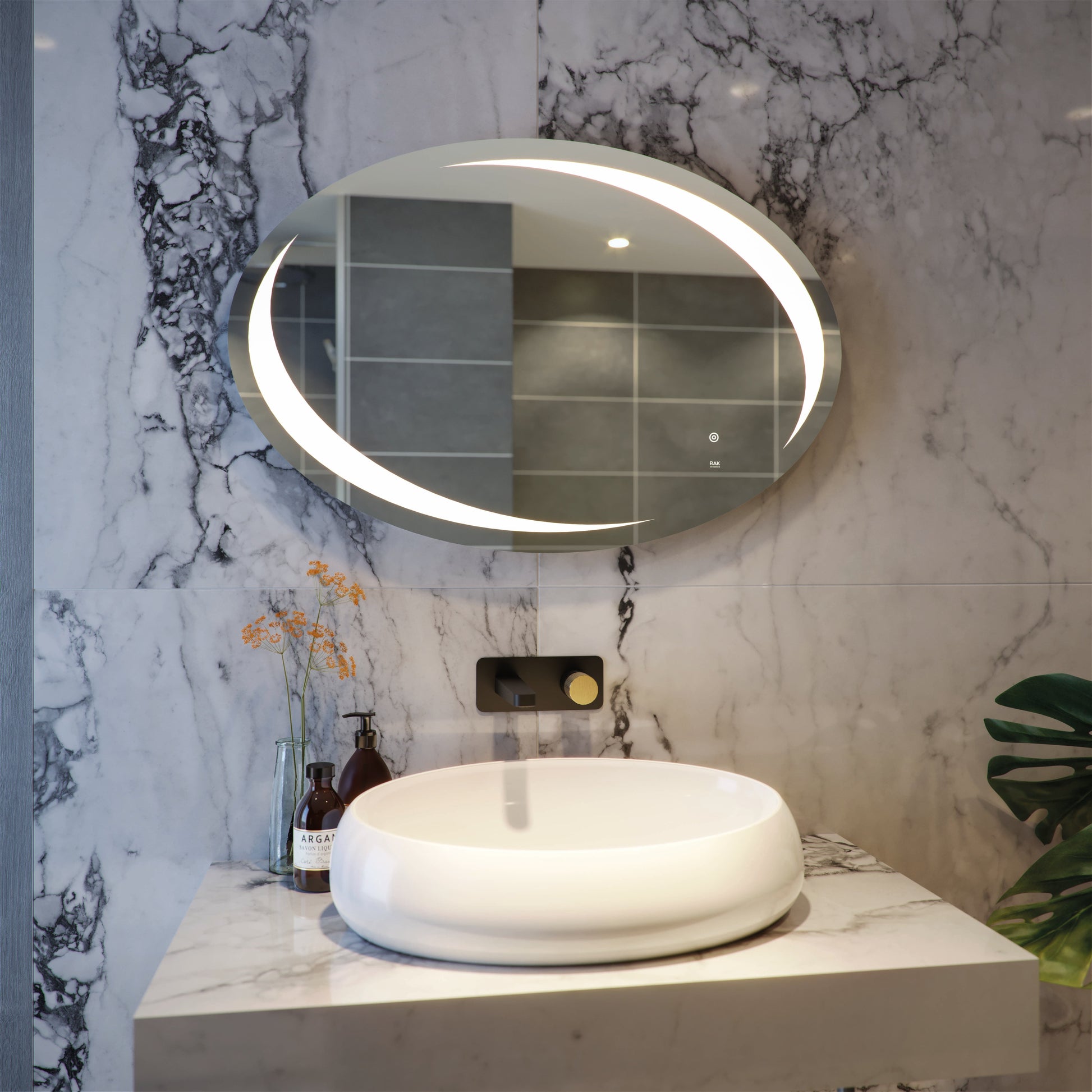 RAK Hades 900x600 LED Illuminated Oval Mirror
