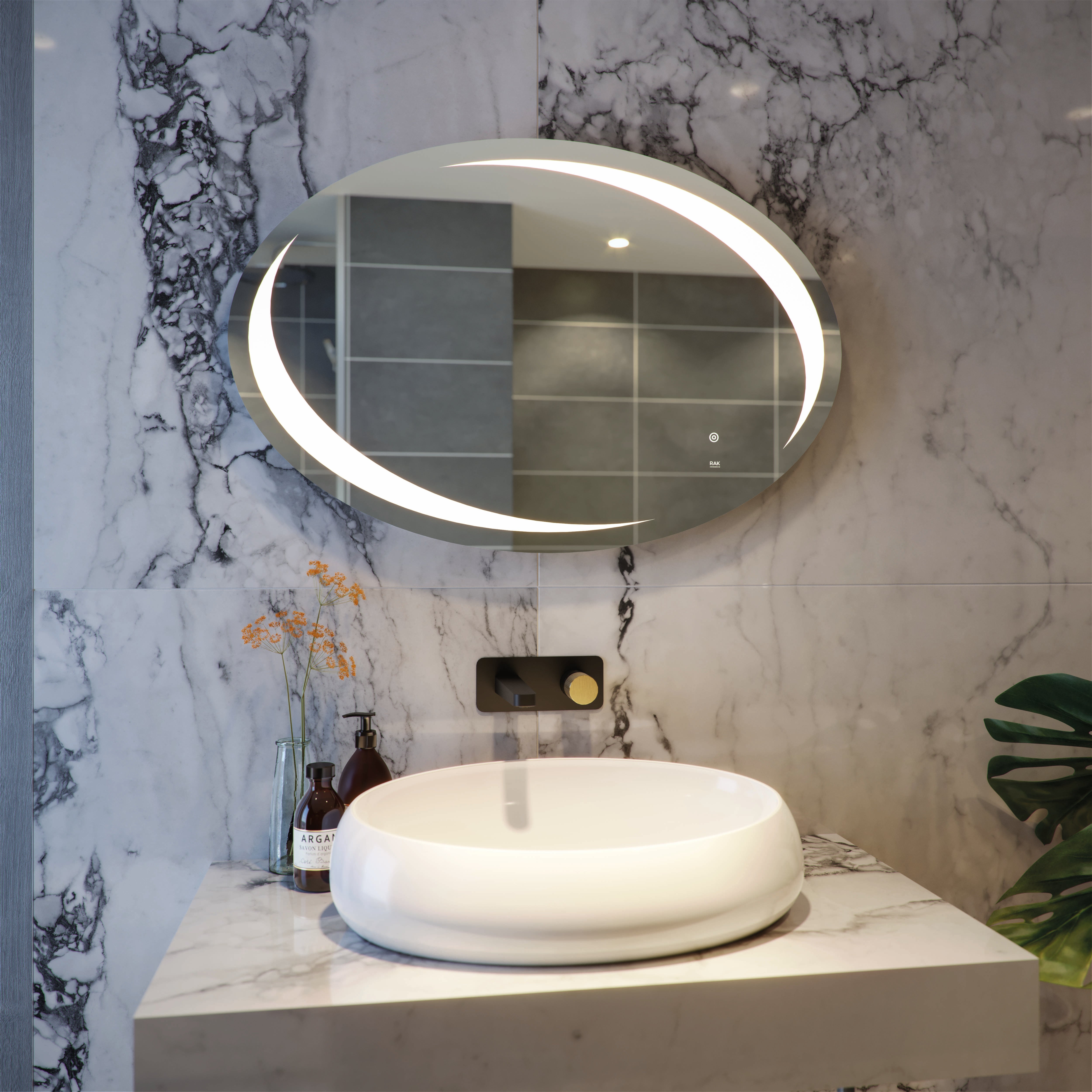 RAK Hades 900x600 LED Illuminated Oval Mirror