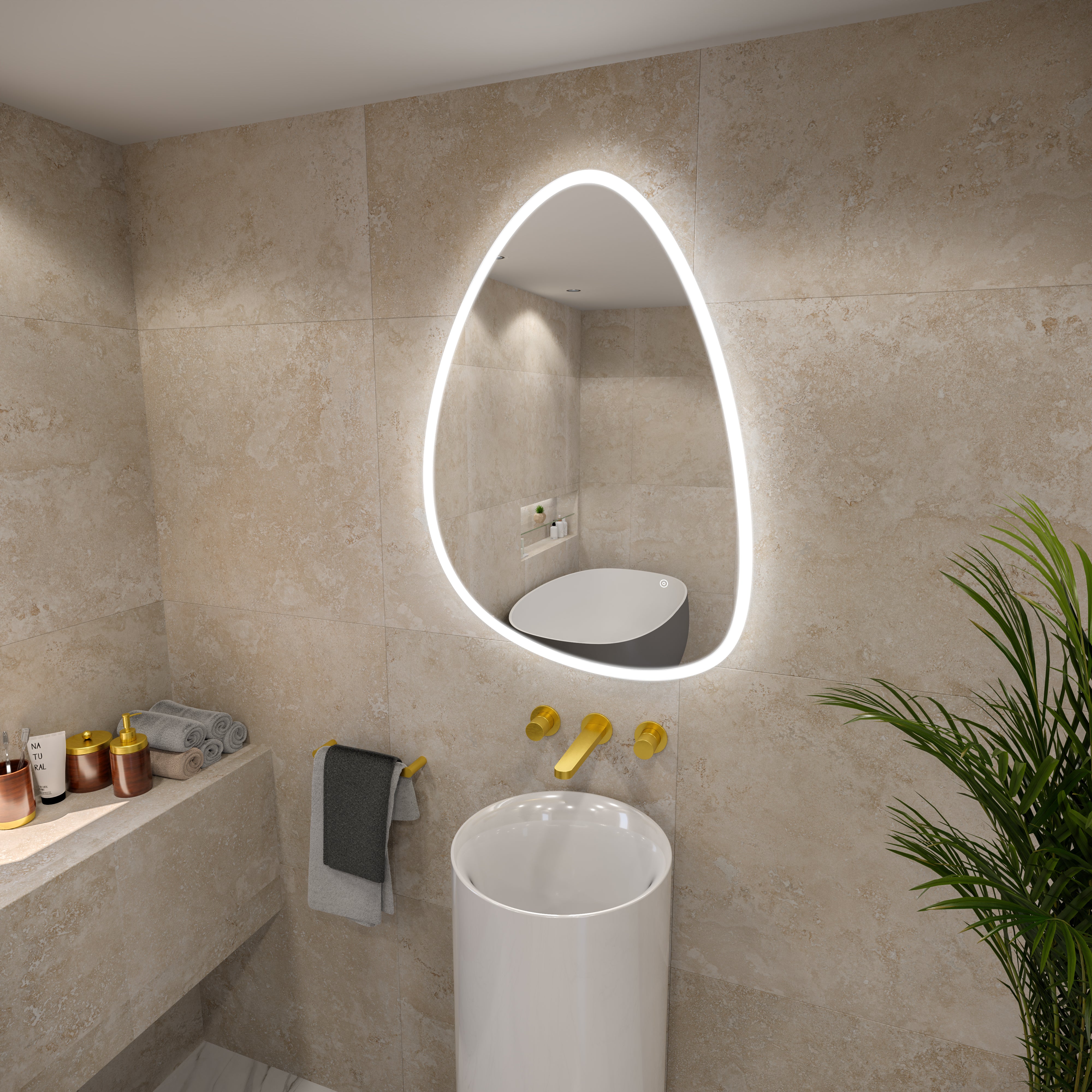 RAK TearDrop Illuminated Mirror, 60x84cm