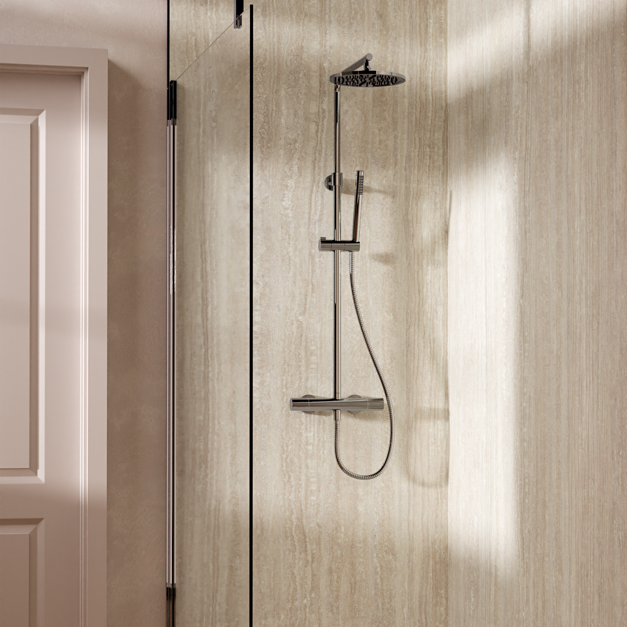 Multivalve Curve Exposed Thermo Shower