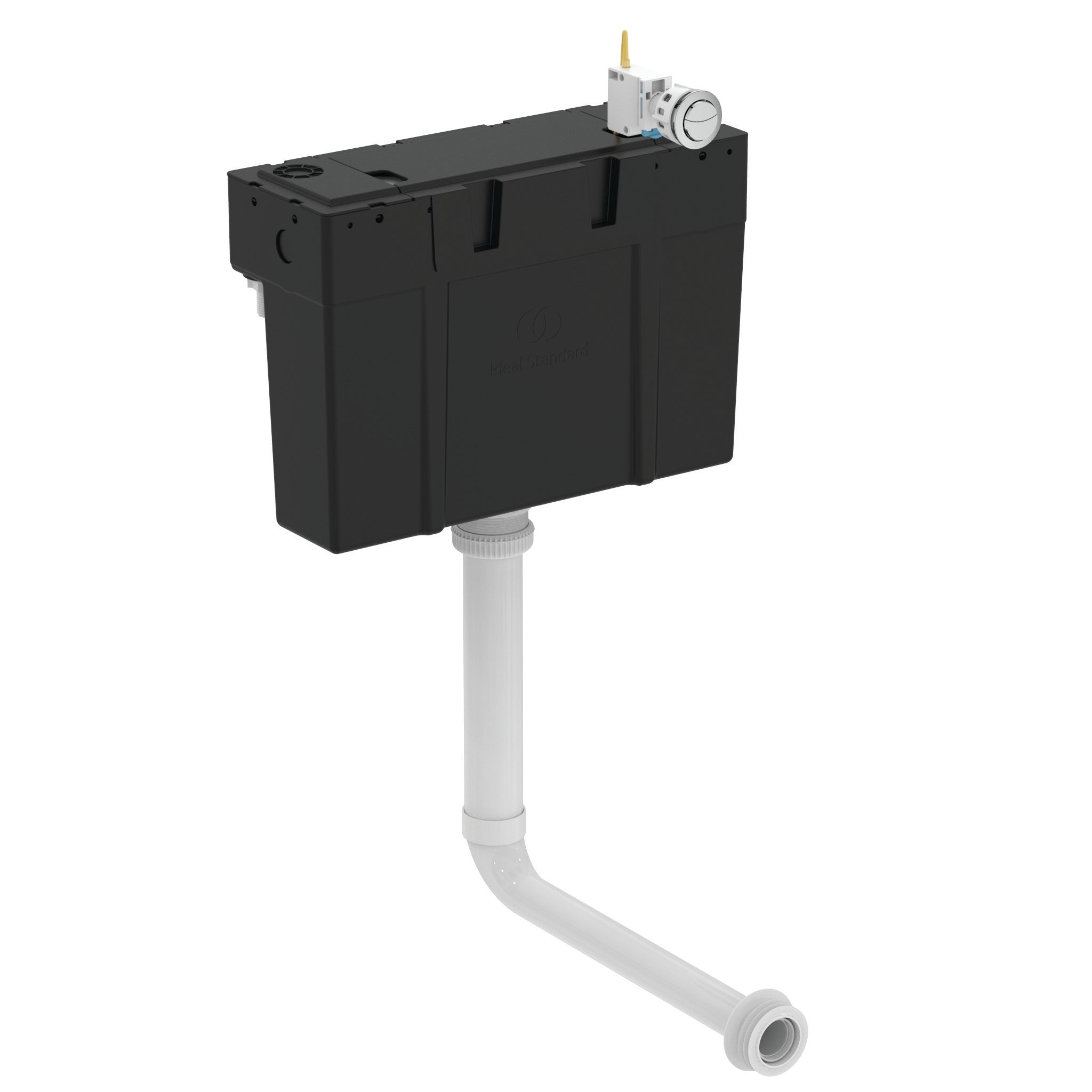 Conceala 3 high level cistern, side inlet, pneumatic button operated, single flush