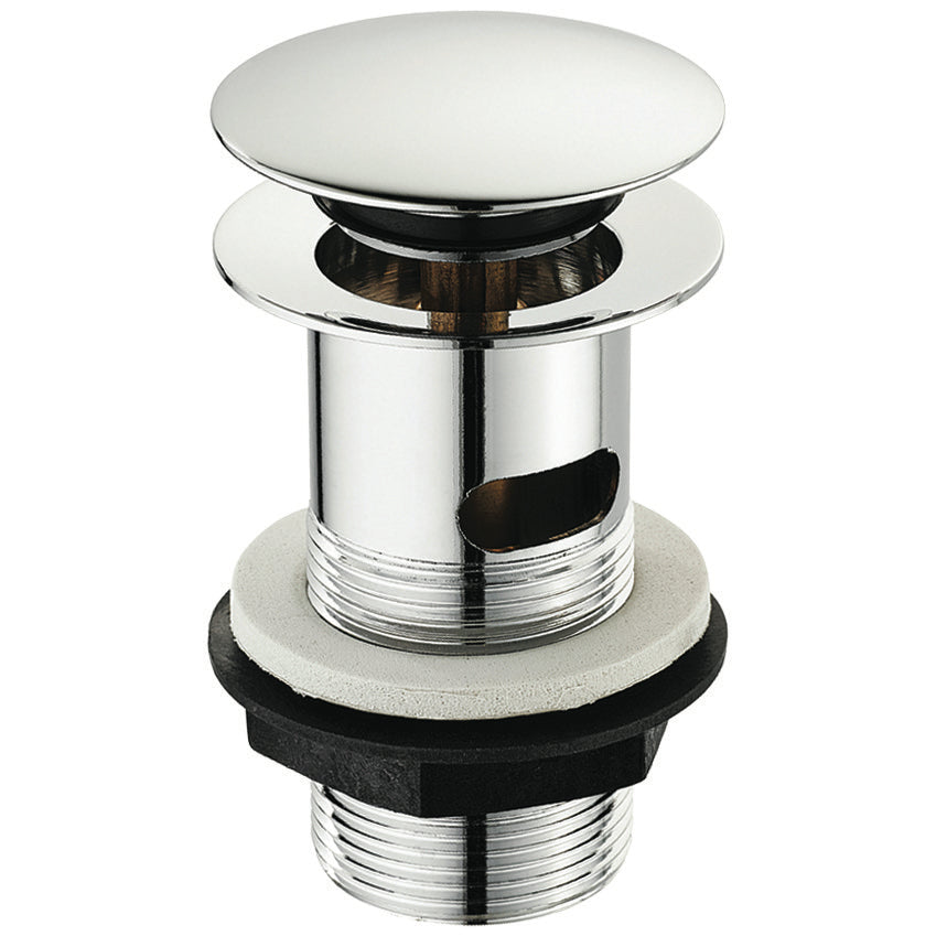 Slotted basin waste with "click" plug