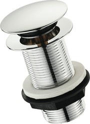 Unslotted basin waste with "click" plug